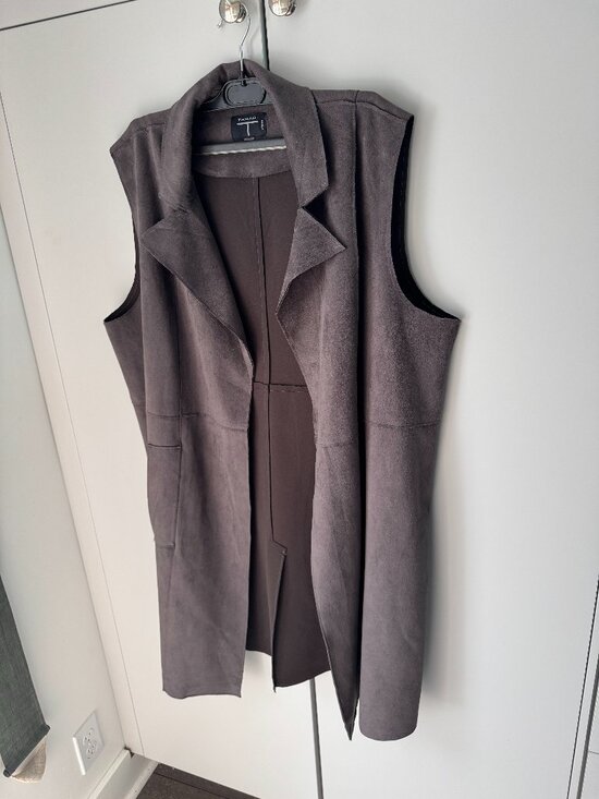 Tahari Jackets & Blazers - Tahari Faux Leather Long Vest Coat